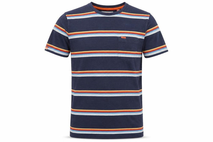 Superdry Men's Blue Striped 100% Cotton Crew Neck T-Shirt Size M