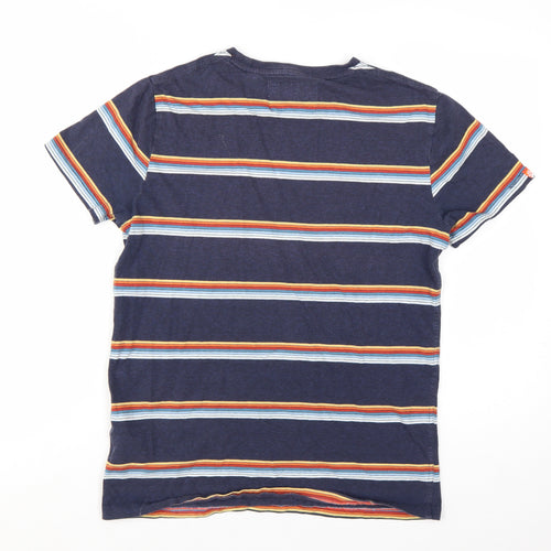 Superdry Men's Blue Striped 100% Cotton Crew Neck T-Shirt Size M