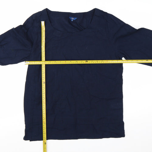 Cotton Traders Women’s Blue Linen Blend 3/4 Sleeve Blouse Size 12
