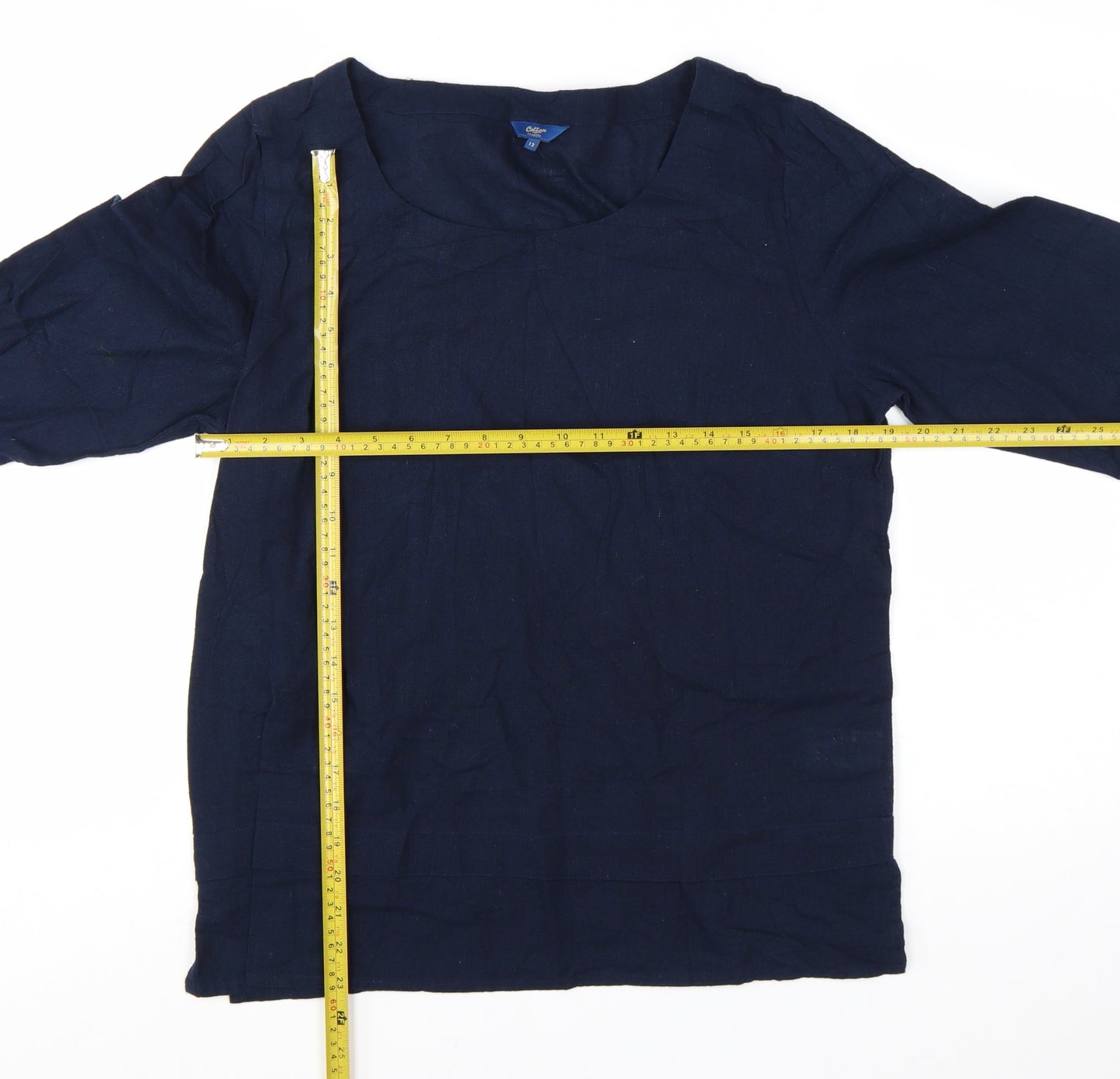 Cotton Traders Women’s Blue Linen Blend 3/4 Sleeve Blouse Size 12