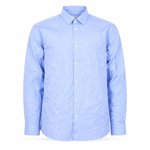 Marks and Spencer Men's Blue Cotton Long Sleeve Regular Fit Shirt M