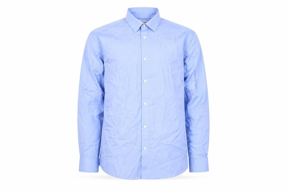 Marks and Spencer Men's Blue Cotton Long Sleeve Regular Fit Shirt M