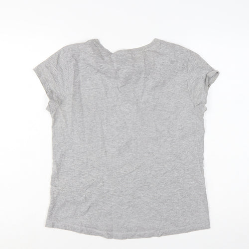 LA Gear Women's Grey V-Neck Short Sleeve Cotton T-Shirt UK 12