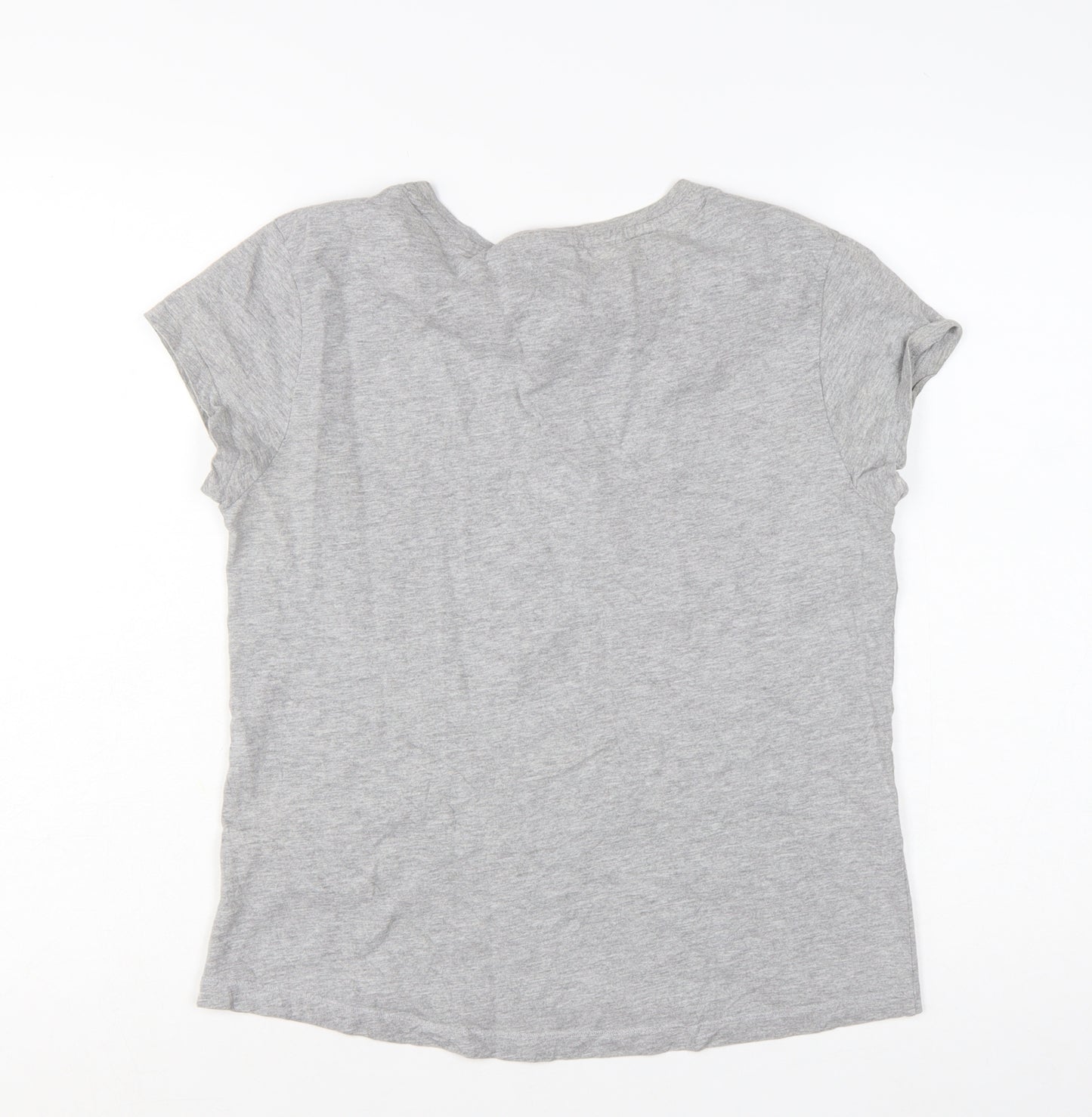 LA Gear Women's Grey V-Neck Short Sleeve Cotton T-Shirt UK 12
