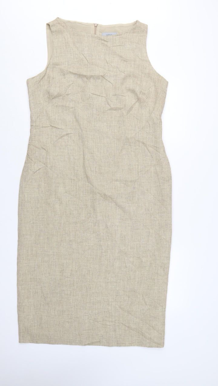 Marks and Spencer Women Beige Size 18 Sheath Knee Length Dress