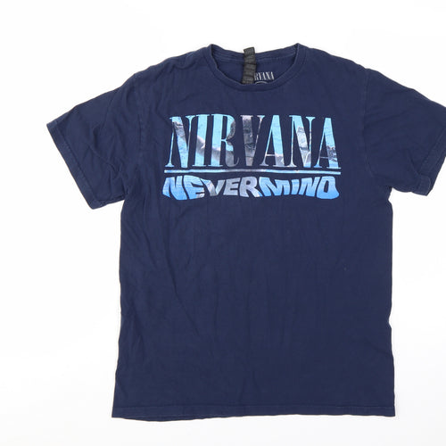 Gildan Nirvana Women's Blue Short Sleeve Cotton Band T-Shirt M
