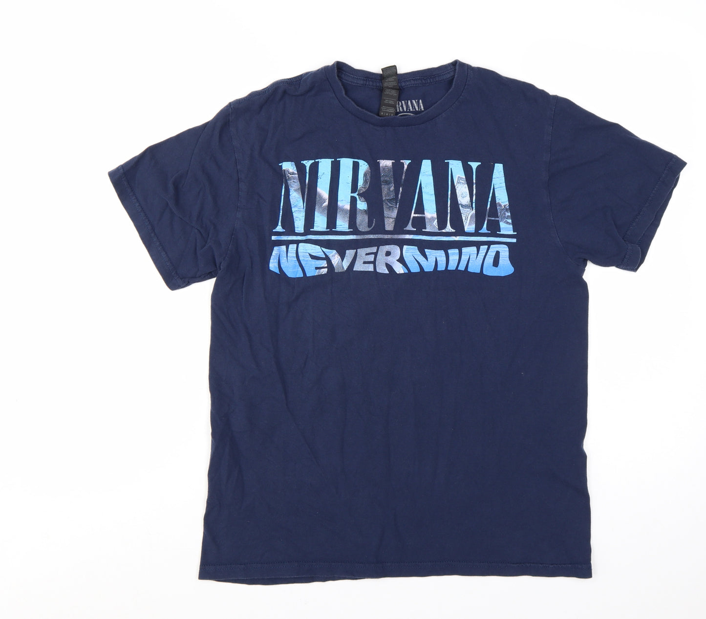 Gildan Nirvana Women's Blue Short Sleeve Cotton Band T-Shirt M