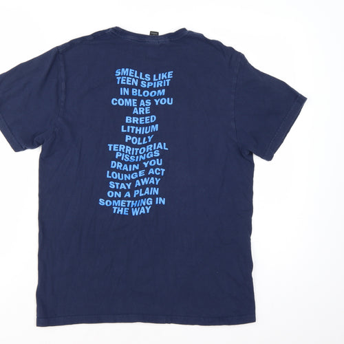 Gildan Nirvana Women's Blue Short Sleeve Cotton Band T-Shirt M