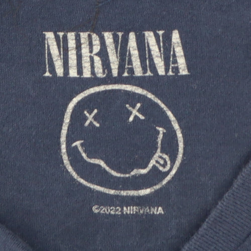 Gildan Nirvana Women's Blue Short Sleeve Cotton Band T-Shirt M