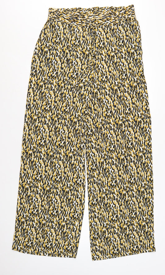 Marks and Spencer Women’s Multicoloured Animal Print Wide-Leg Trousers Size 14