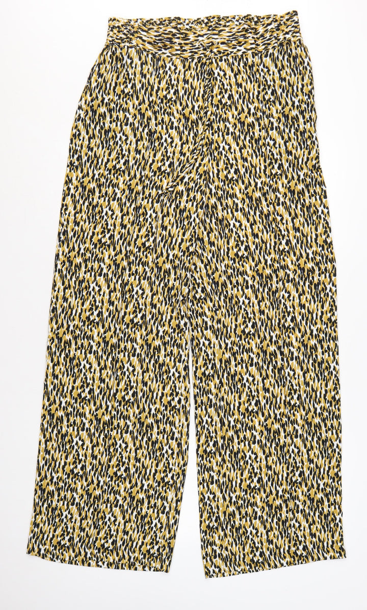 Marks and Spencer Women’s Multicoloured Animal Print Wide-Leg Trousers Size 14