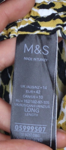 Marks and Spencer Women’s Multicoloured Animal Print Wide-Leg Trousers Size 14