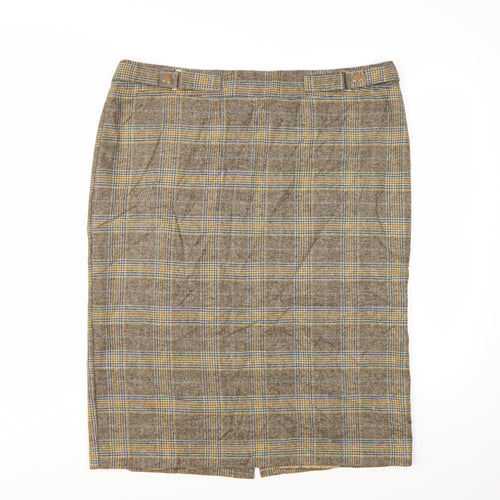 Tu Women’s Brown Check Tweed Pencil Skirt Size 18 Workwear
