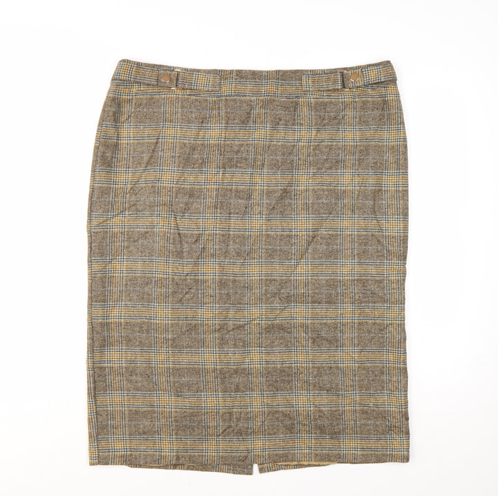 Tu Women’s Brown Check Tweed Pencil Skirt Size 18 Workwear