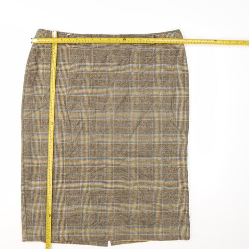 Tu Women’s Brown Check Tweed Pencil Skirt Size 18 Workwear