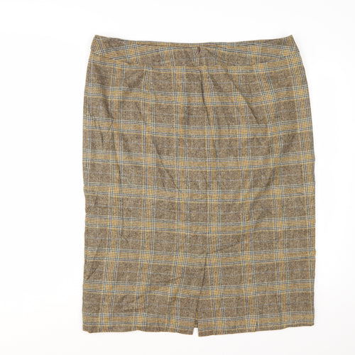 Tu Women’s Brown Check Tweed Pencil Skirt Size 18 Workwear