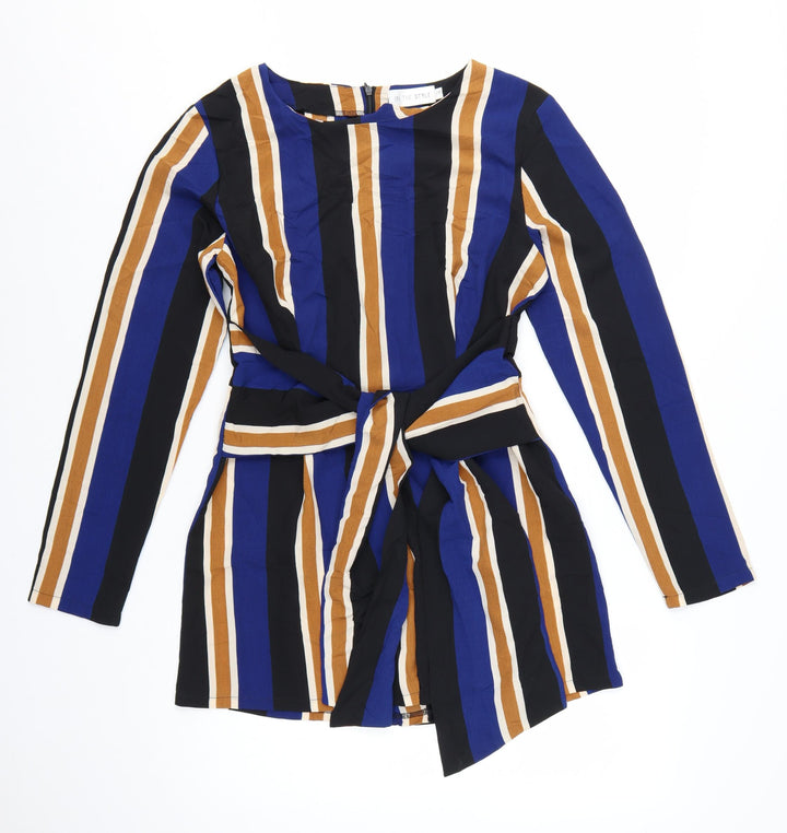In The Style Women's Multicoloured Striped Long Sleeve Playsuit Size S