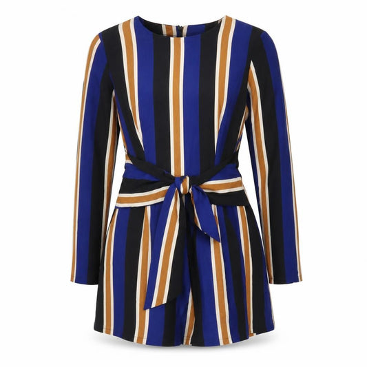 In The Style Women's Multicoloured Striped Long Sleeve Playsuit Size S