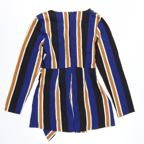 In The Style Women's Multicoloured Striped Long Sleeve Playsuit Size S