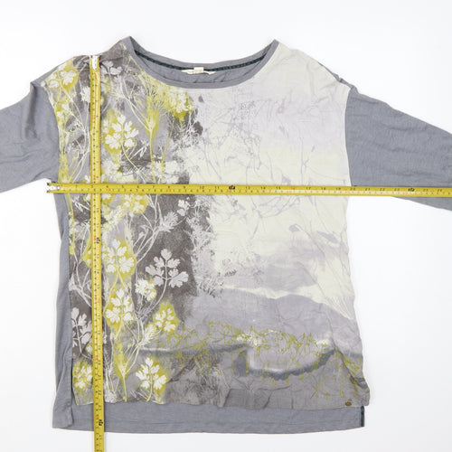 White Stuff Womens Grey Floral 3/4 Sleeve T-Shirt UK 14