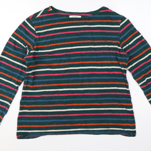 Seasalt Women’s Multicoloured Striped Organic Cotton Long Sleeve Nautical T-Shirt UK 18