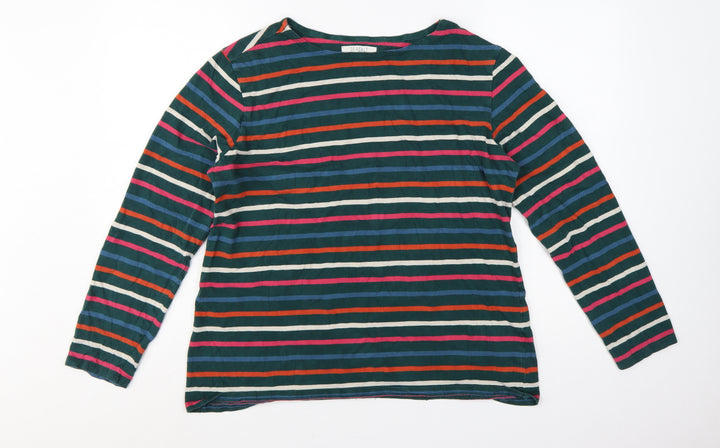 Seasalt Women’s Multicoloured Striped Organic Cotton Long Sleeve Nautical T-Shirt UK 18