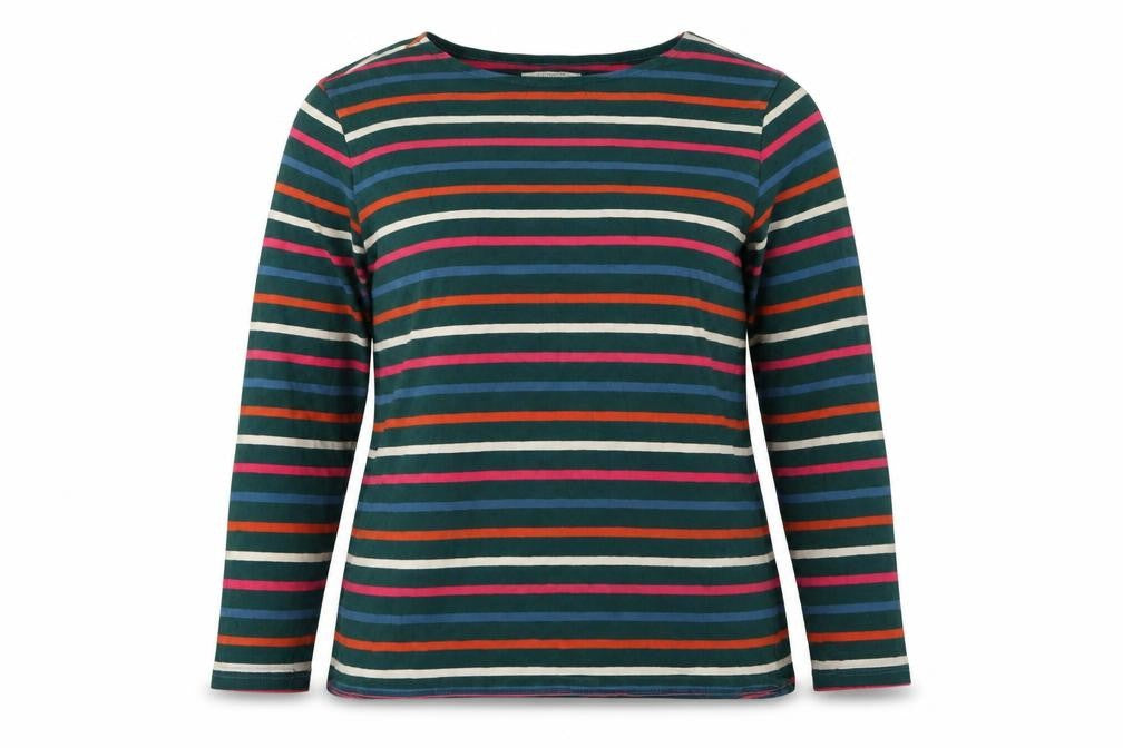 Seasalt Women’s Multicoloured Striped Organic Cotton Long Sleeve Nautical T-Shirt UK 18
