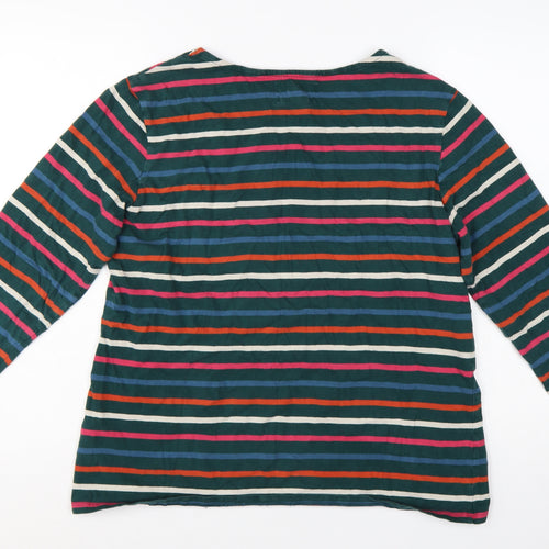 Seasalt Women’s Multicoloured Striped Organic Cotton Long Sleeve Nautical T-Shirt UK 18