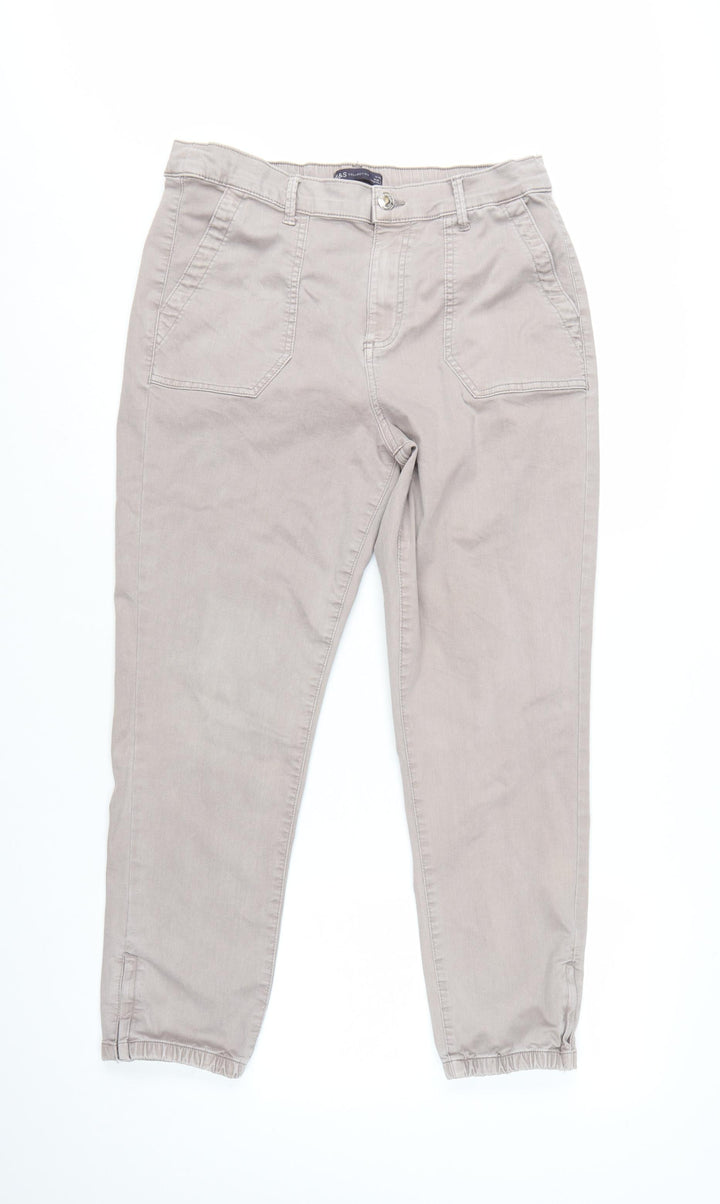 Marks and Spencer Women Beige Tapered Jeans Size 14 Regular Fit