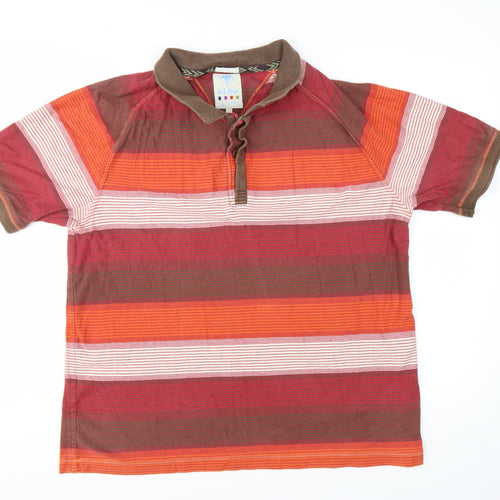 Fat Face Men's Red Striped Cotton Polo Shirt Size L