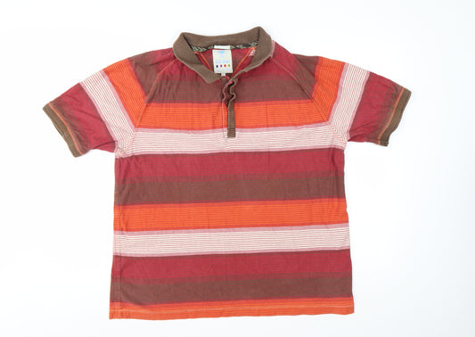 Fat Face Men's Red Striped Cotton Polo Shirt Size L
