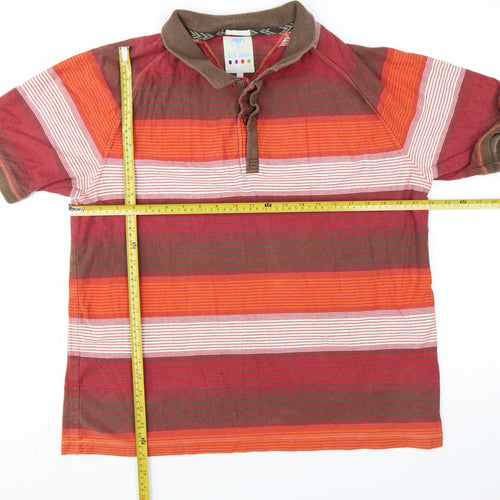 Fat Face Men's Red Striped Cotton Polo Shirt Size L