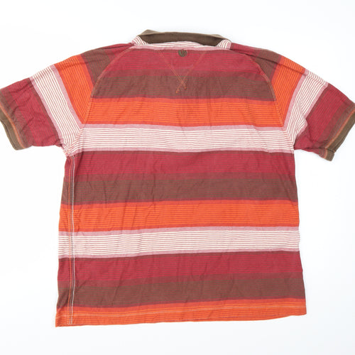 Fat Face Men's Red Striped Cotton Polo Shirt Size L