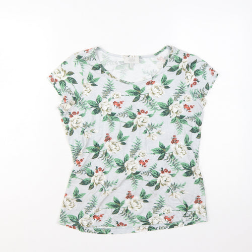 Laura Ashley Women’s White Floral Cotton T-Shirt UK 10