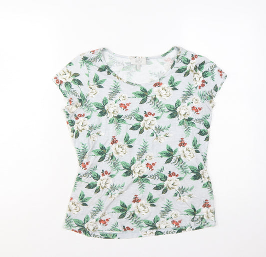 Laura Ashley Women’s White Floral Cotton T-Shirt UK 10