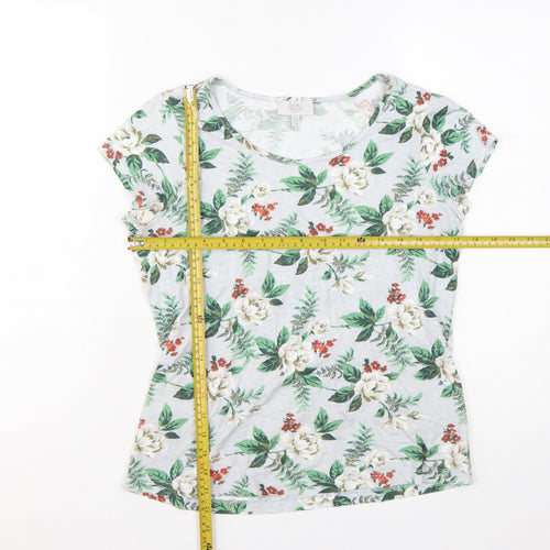 Laura Ashley Women’s White Floral Cotton T-Shirt UK 10