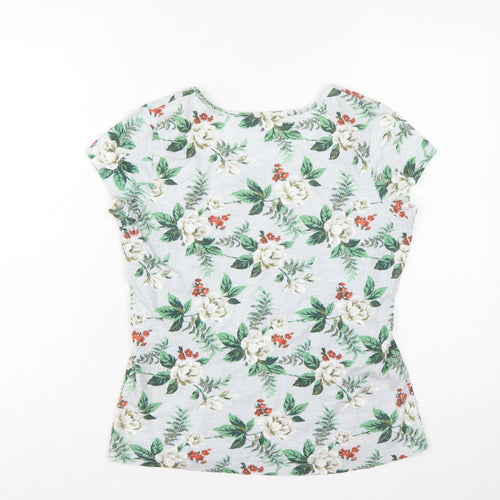 Laura Ashley Women’s White Floral Cotton T-Shirt UK 10