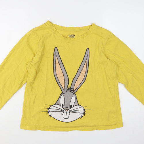 Primark Looney Tunes Women’s Yellow Cotton Bugs Bunny Long Sleeve Pyjama Top Size 12-14