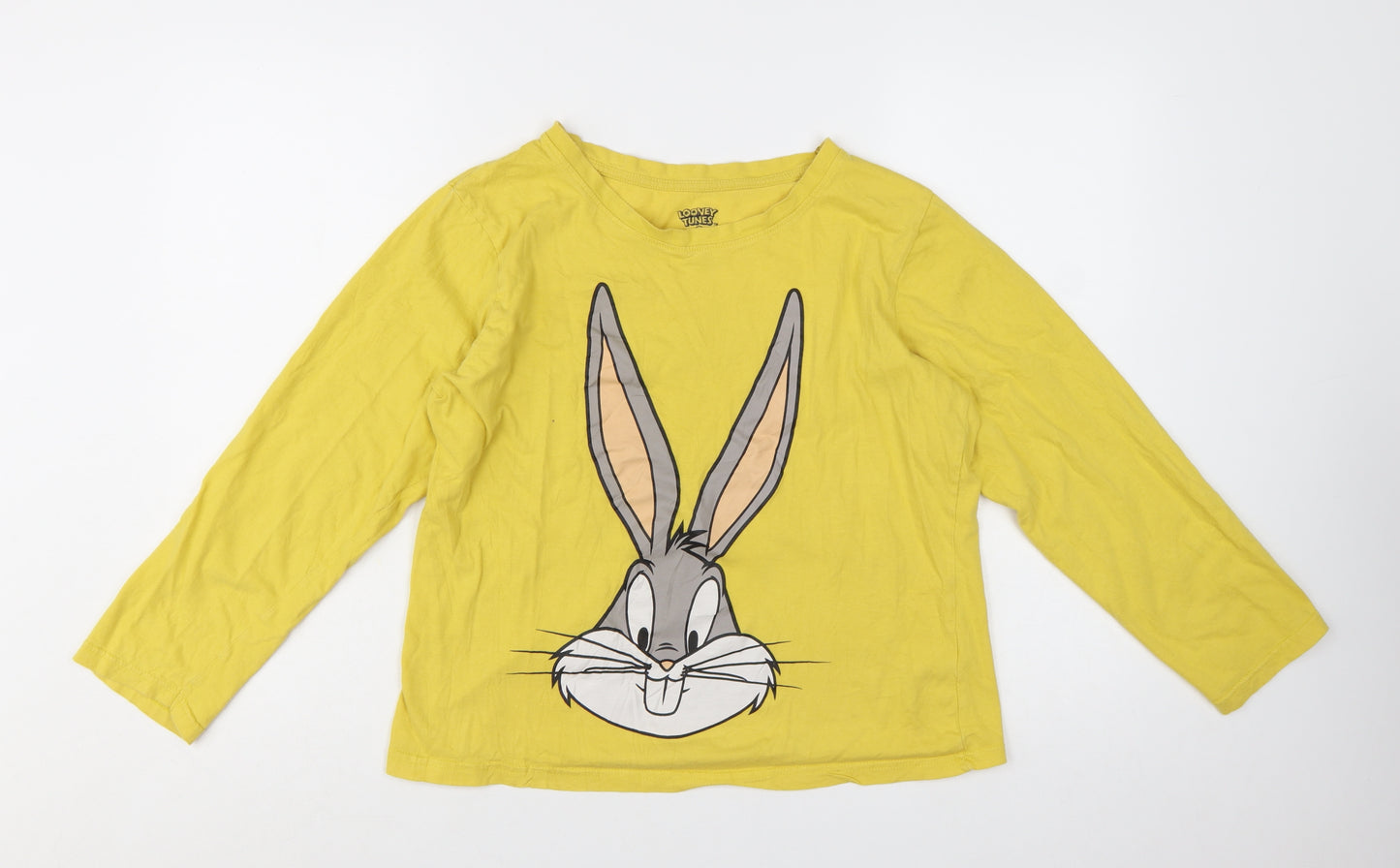 Primark Looney Tunes Women’s Yellow Cotton Bugs Bunny Long Sleeve Pyjama Top Size 12-14
