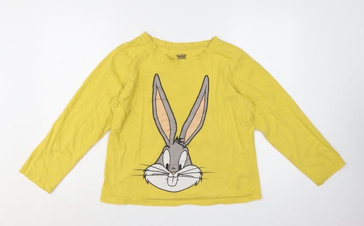 Primark Looney Tunes Women’s Yellow Cotton Bugs Bunny Long Sleeve Pyjama Top Size 12-14
