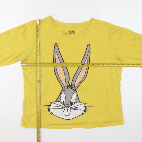 Primark Looney Tunes Women’s Yellow Cotton Bugs Bunny Long Sleeve Pyjama Top Size 12-14