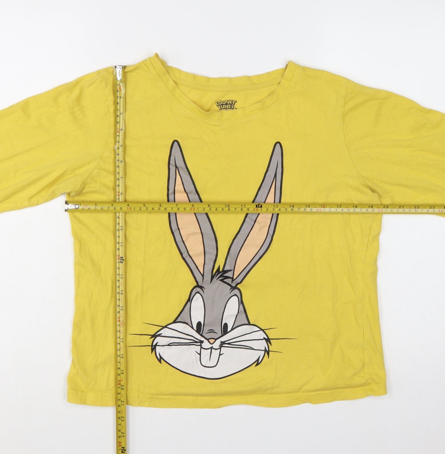 Primark Looney Tunes Women’s Yellow Cotton Bugs Bunny Long Sleeve Pyjama Top Size 12-14