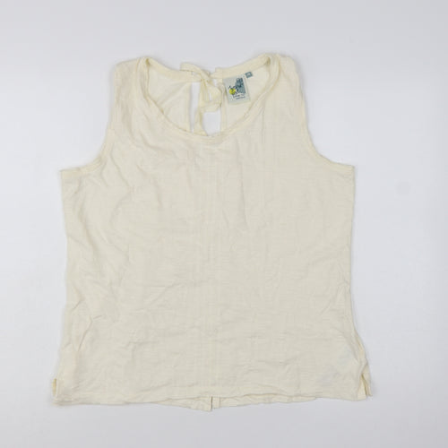 Weird Fish Women's Ivory 100% Cotton Sleeveless Tank Top Size 16