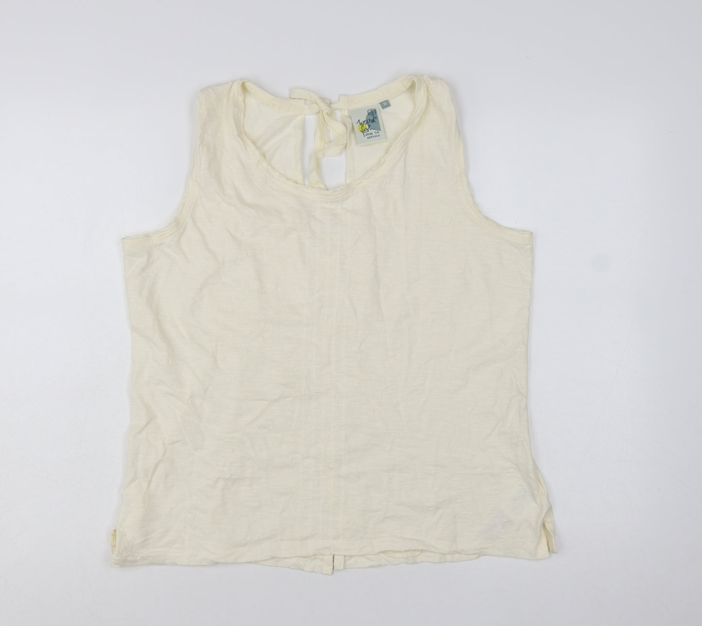 Weird Fish Women's Ivory 100% Cotton Sleeveless Tank Top Size 16