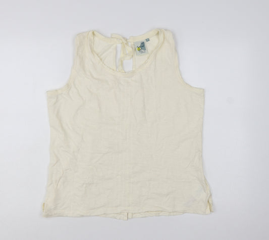 Weird Fish Women's Ivory 100% Cotton Sleeveless Tank Top Size 16
