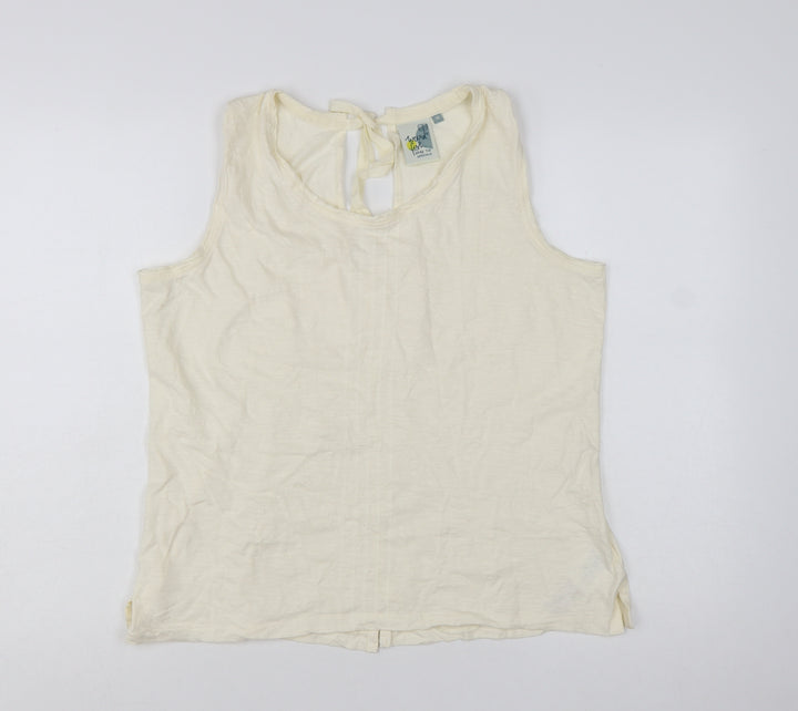Weird Fish Women's Ivory 100% Cotton Sleeveless Tank Top Size 16