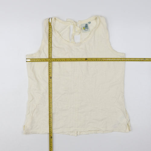 Weird Fish Women's Ivory 100% Cotton Sleeveless Tank Top Size 16