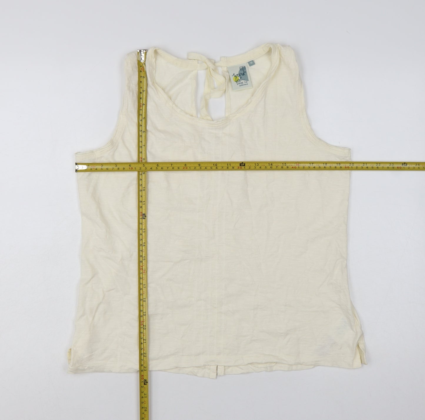 Weird Fish Women's Ivory 100% Cotton Sleeveless Tank Top Size 16