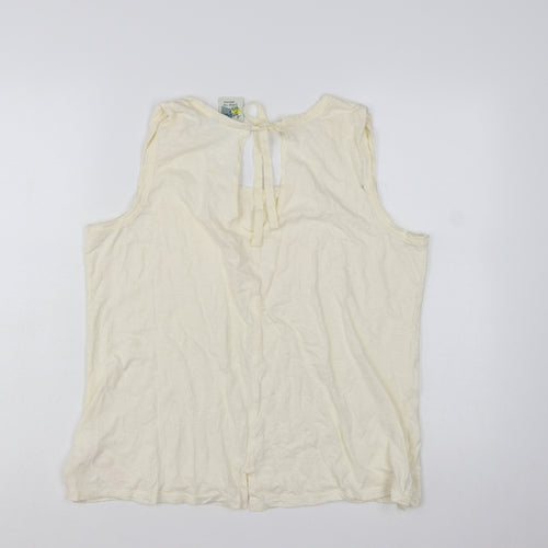 Weird Fish Women's Ivory 100% Cotton Sleeveless Tank Top Size 16