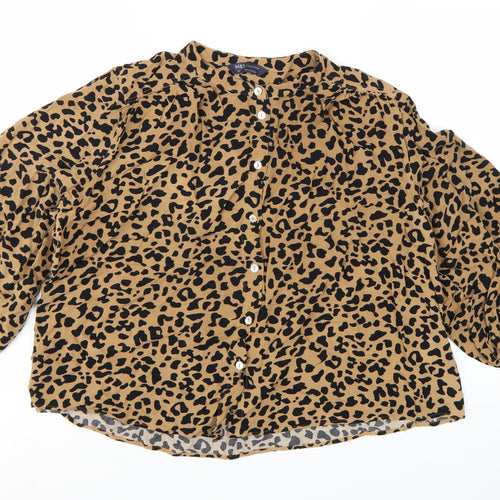 Marks and Spencer Women's Brown Animal Print Long Sleeve Blouse Size 20